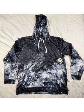 INTO THE AM Galaxy Hoodie Space Graphic Pullover Mens 2XL Black All Over Print
